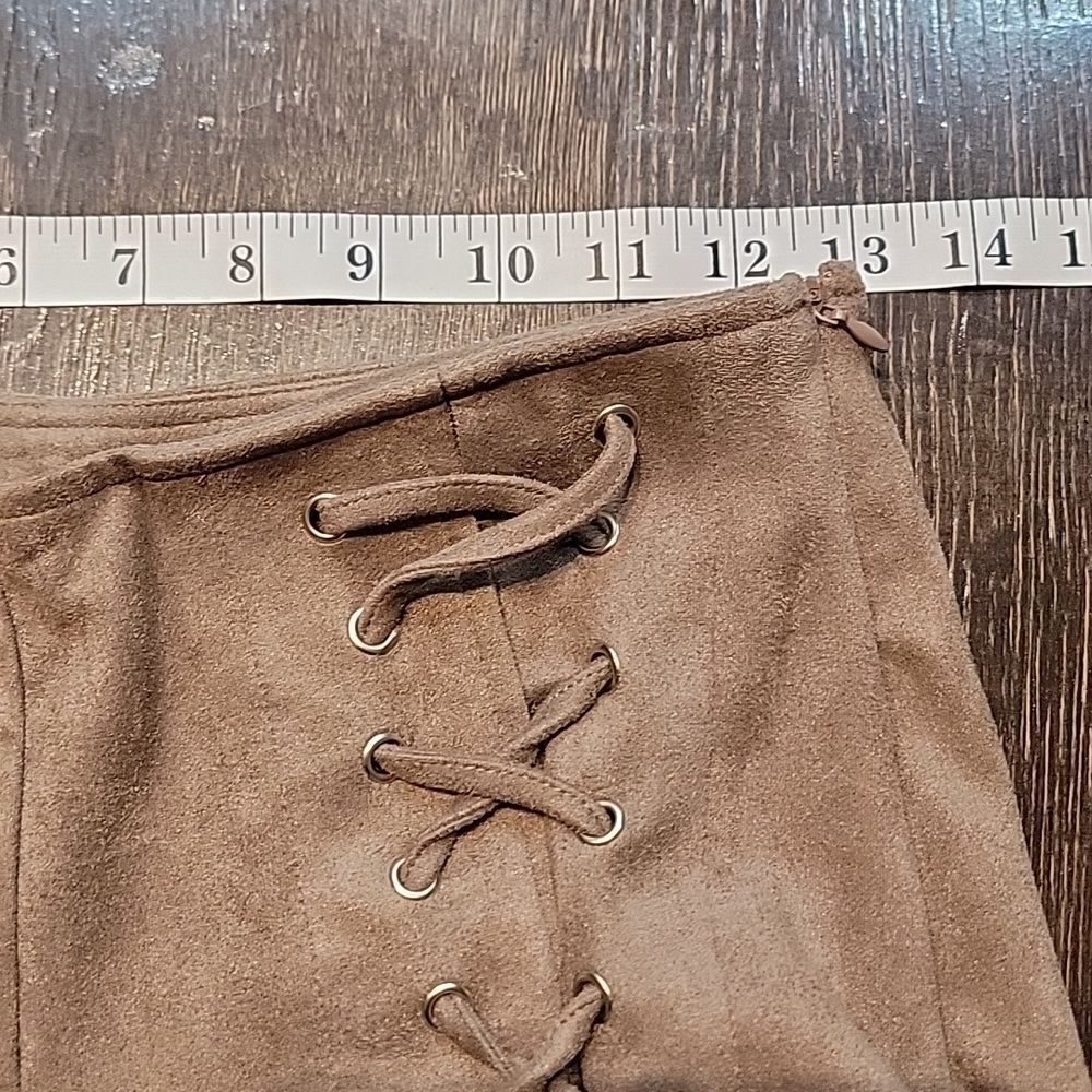 Luxxel Mocha Suede Lace-up Shorts - Picture 15 of 16